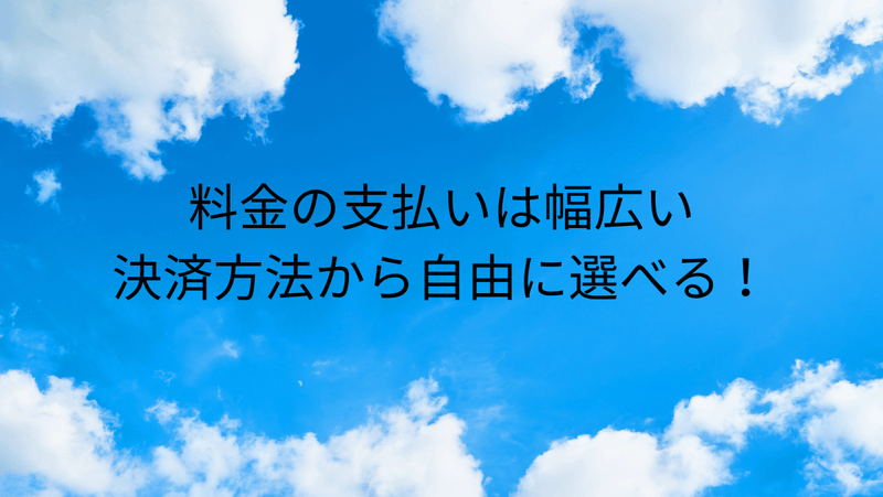 料金の支払いは幅広い決済方法から自由に選べる！