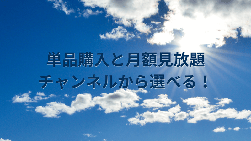 単品購入と月額見放題チャンネルから選べる！